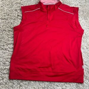 Men's Red Sleeveless Windbreaker Vest - Lightweight Active Shell